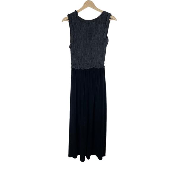 Max Studio Velvet Maxi Dress in Black Size S Smocked Elegant Sleeveless Classic - Picture 3 of 9